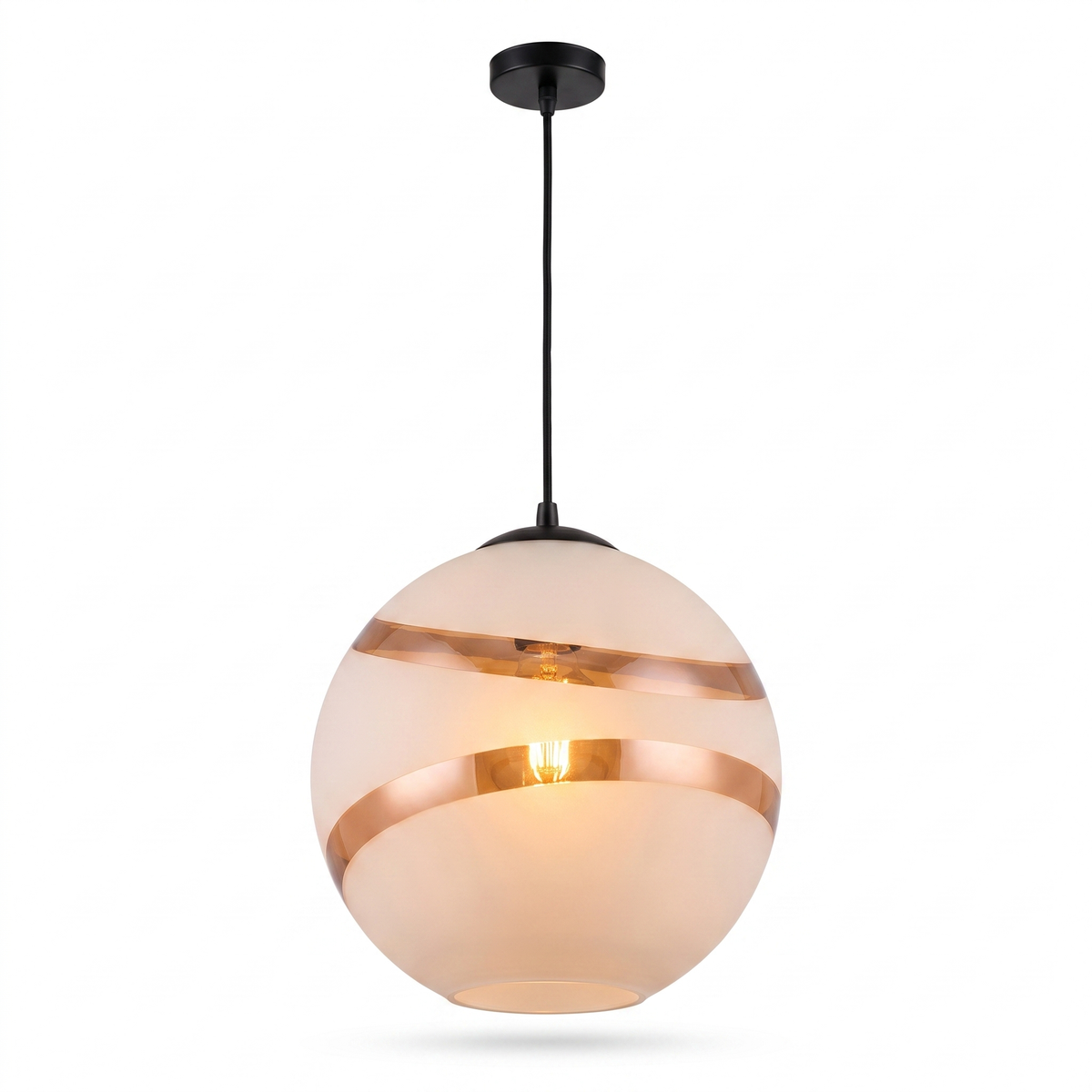 Eclisse Dorata Glass Globe Pendant Copper Band Hanging Light