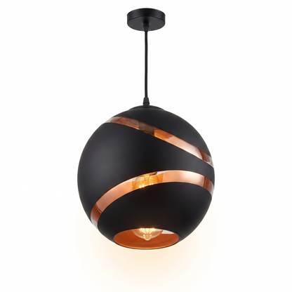 Eclisse Dorata Glass Globe Pendant Copper Band Hanging Light
