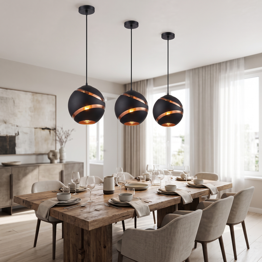
Eclisse Dorata Glass Globe Pendant Copper Band Hanging Light