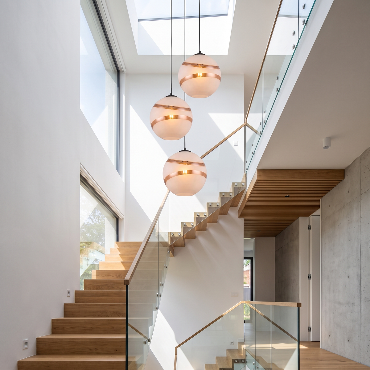 
Eclisse Dorata Glass Globe Pendant Copper Band Hanging Light
