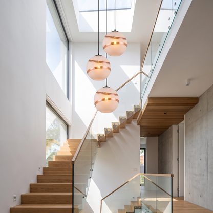 Eclisse Dorata Glass Globe Pendant Copper Band Hanging Light
